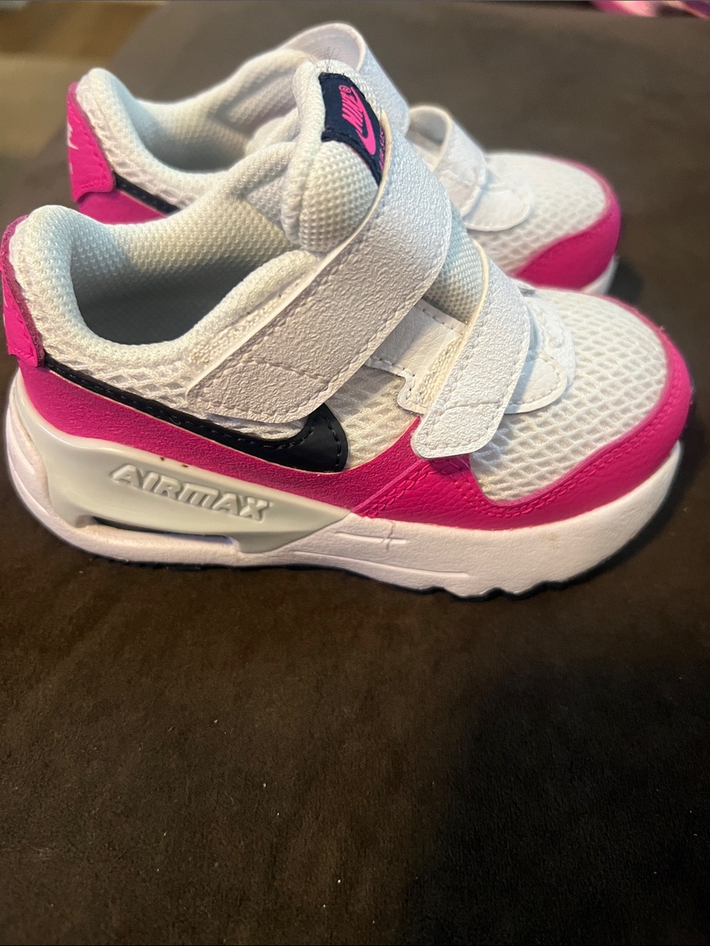 Nike Kids Velcro Air Max Sneakers - White, Pink & Black
